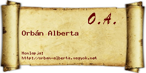 Orbán Alberta névjegykártya